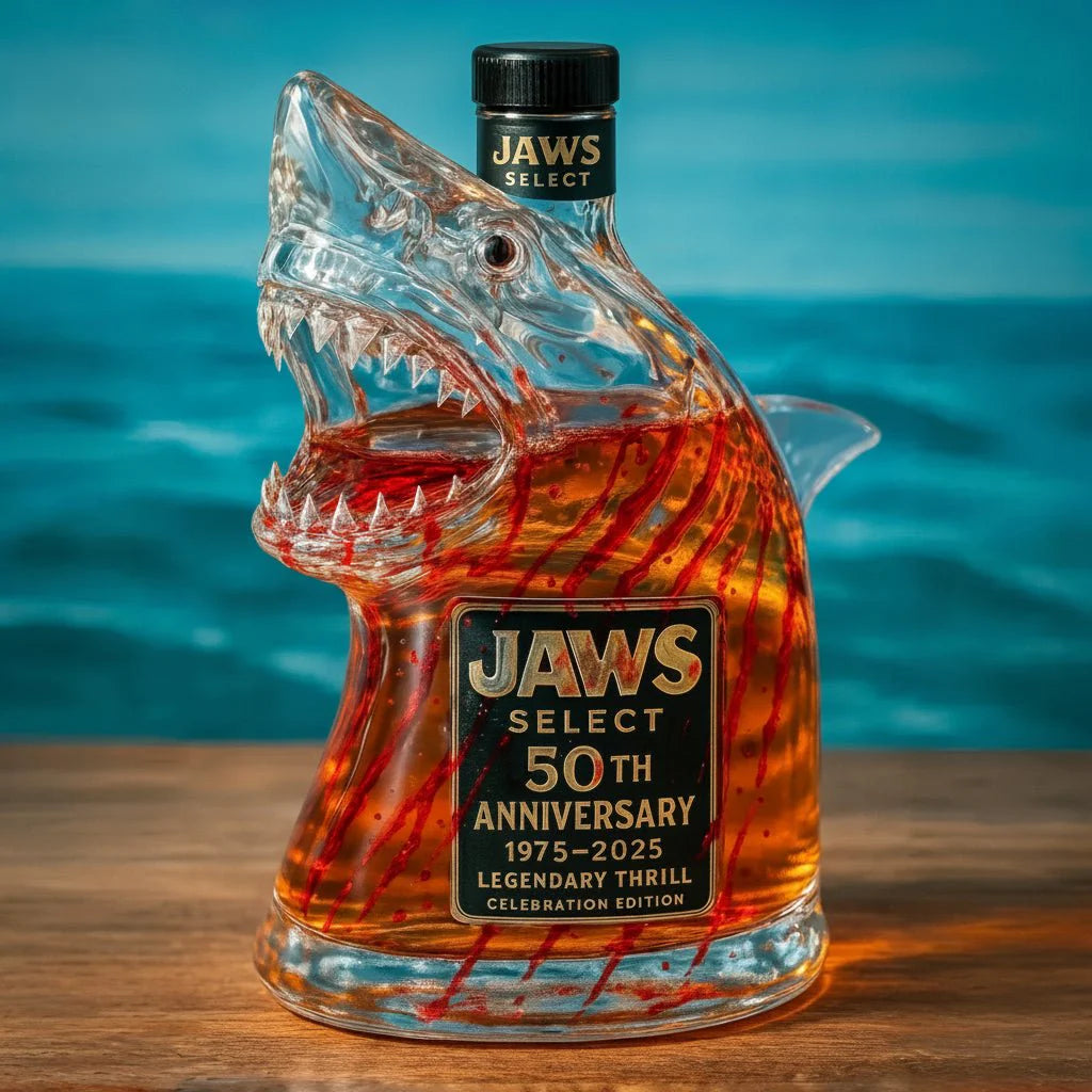 Moktan Sabai Shark Head Glass Bottle Collectible Whiskey Decanter Movie Memorabilia Version 1