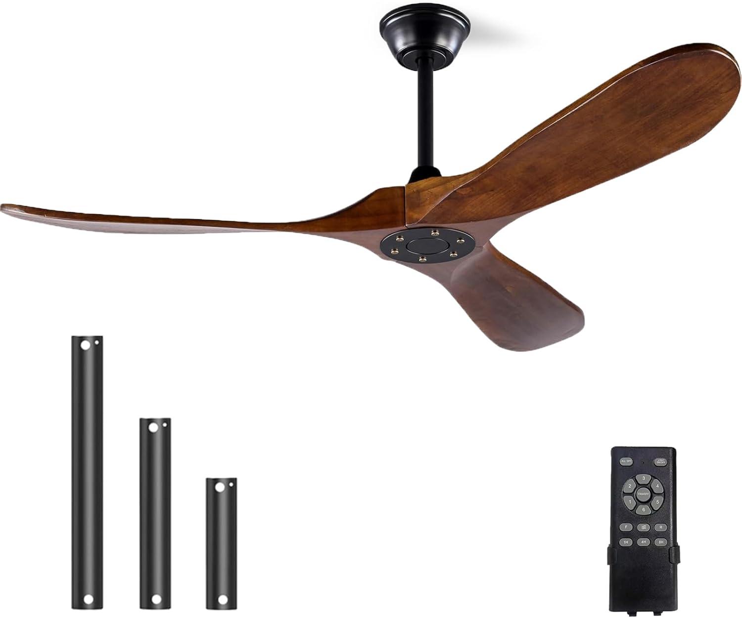Moktan Sabai 52 Inch Solid Wood Ceiling Fan 3-Blade DC Motor Remote