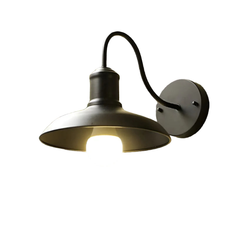 Moktan Sabai Vintage Industrial Iron Bowl Outdoor Wall Light LED Wall Sconce