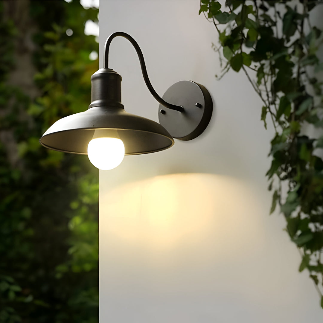 Moktan Sabai Vintage Industrial Iron Bowl Outdoor Wall Light LED Wall Sconce