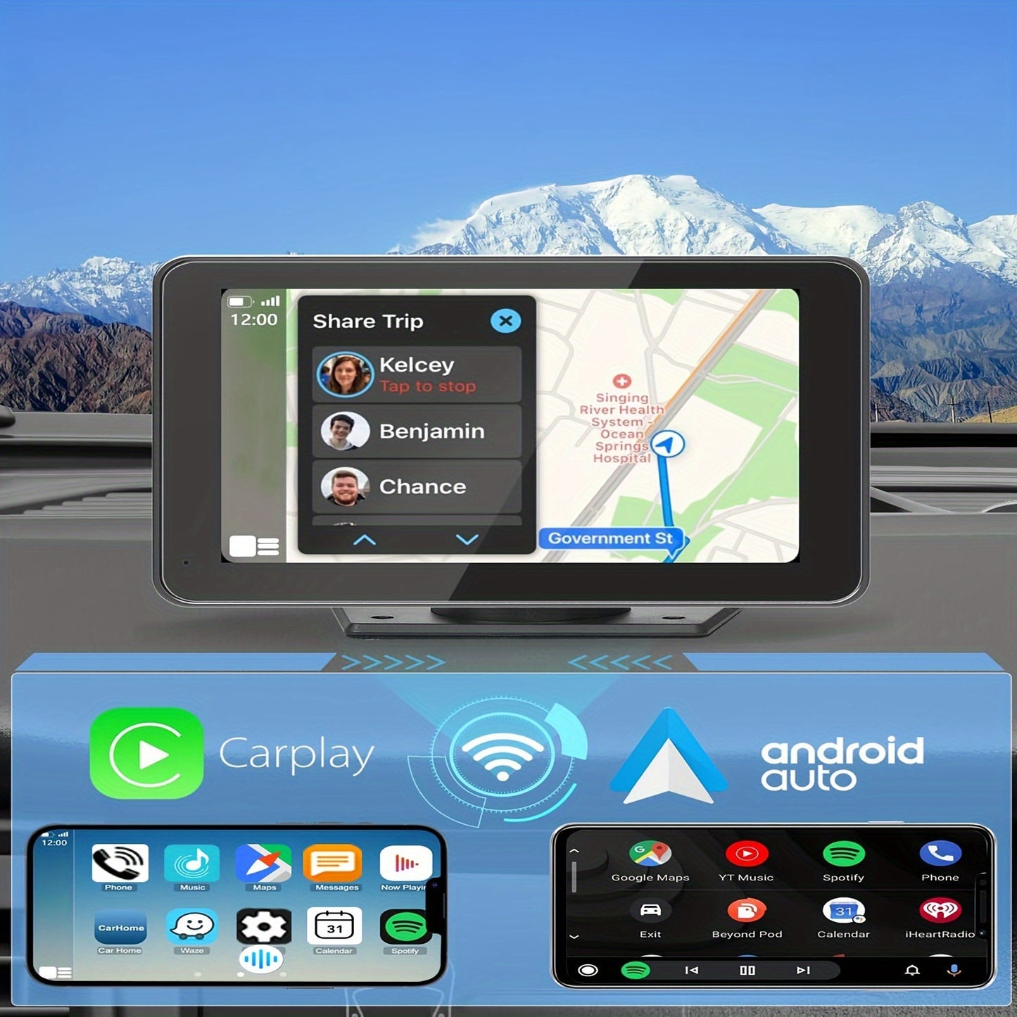 2025 HD Wireless Car Display – CarPlay, Android Auto, GPS, Dash Cam, Audio Moktan Sabai