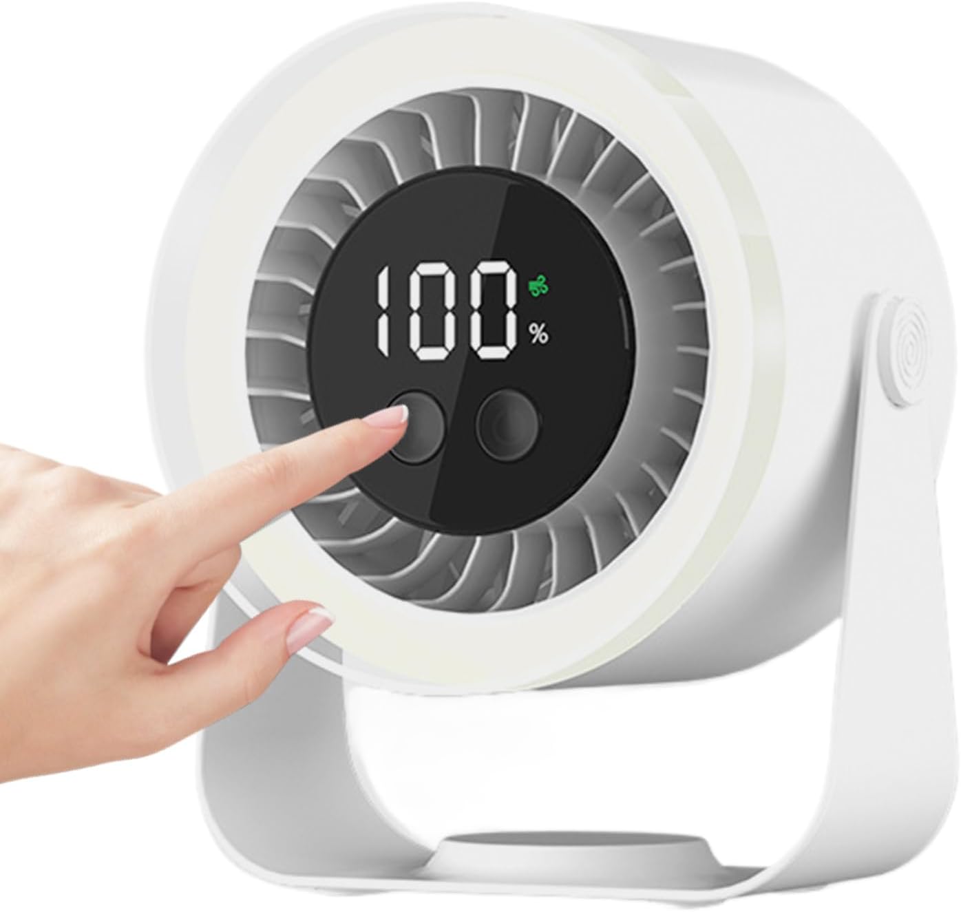 Moktan Sabai Portable Desk Fan | USB Rechargeable with 10-Speed Quiet Operation | Compact Design for Efficient Cooling White