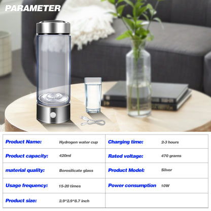 Hydrogen Water Bottle – 420ml Portable Ionizer for Office, Travel & Hydration Moktan Sabai