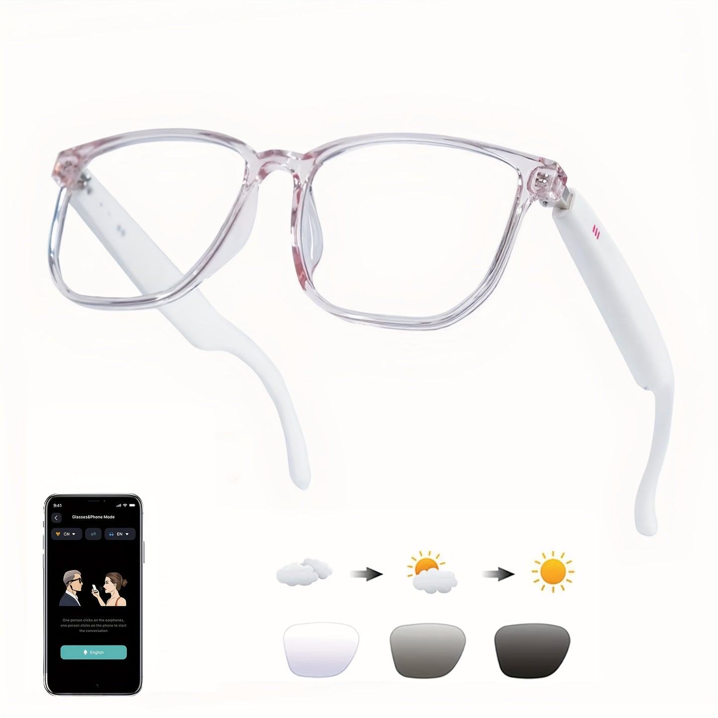 AI Smart Glasses with Real-Time Translation, Music, GPT, and HD Voice Calls