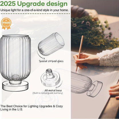Cordless Touch Table Lamp with Rechargeable Battery – Dimmable LED Bedside Light