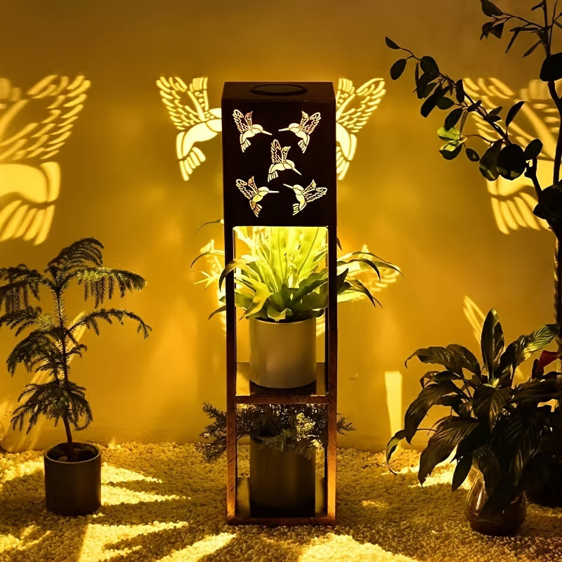 Moktan Sabai Solar Garden Lantern with Flower Stand – LED Outdoor Light with Butterfly & More Hummingbird-1PCS