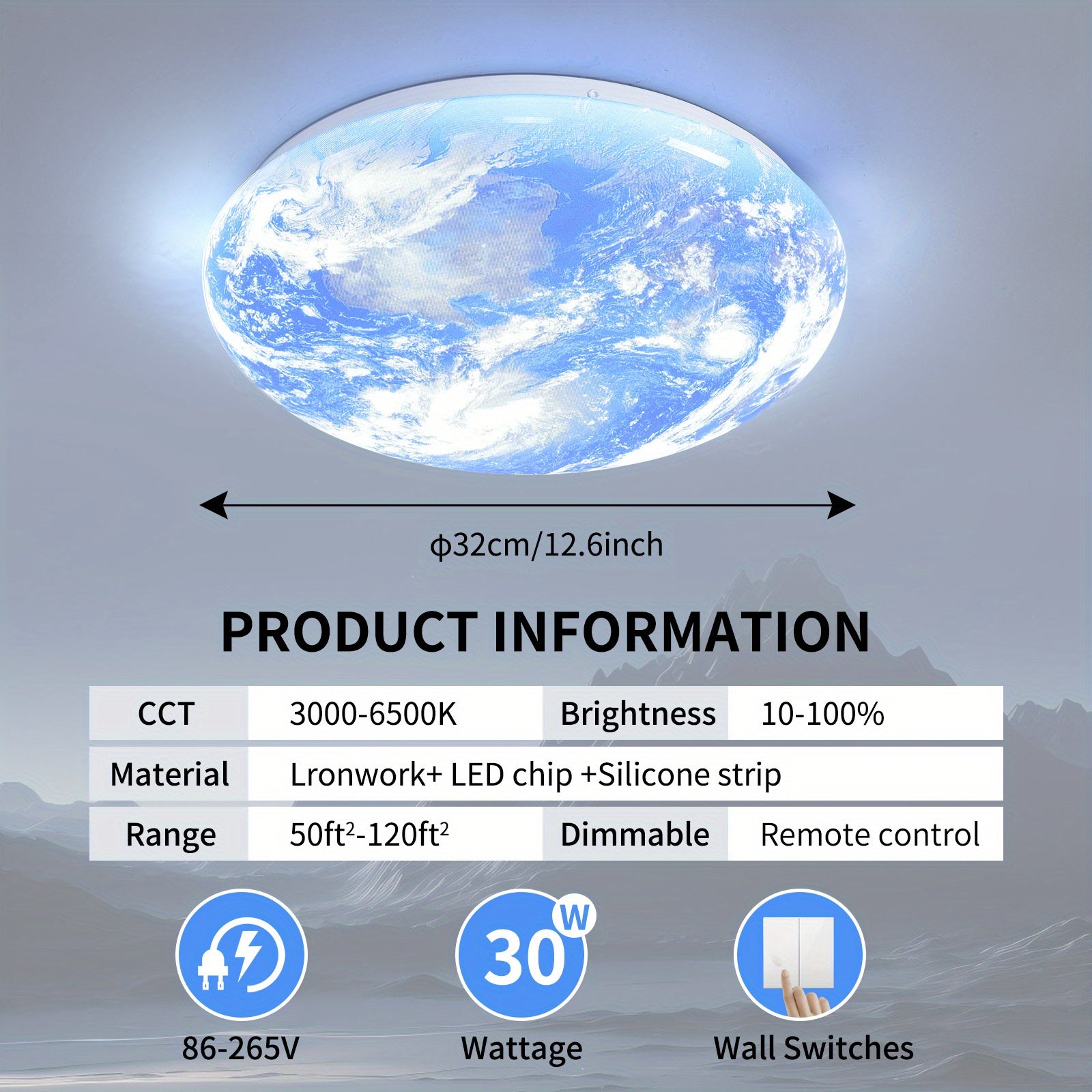 Moktan Sabai Modern LED Flush Ceiling Light Earth Globe 3CCT Daylight White Smart Control