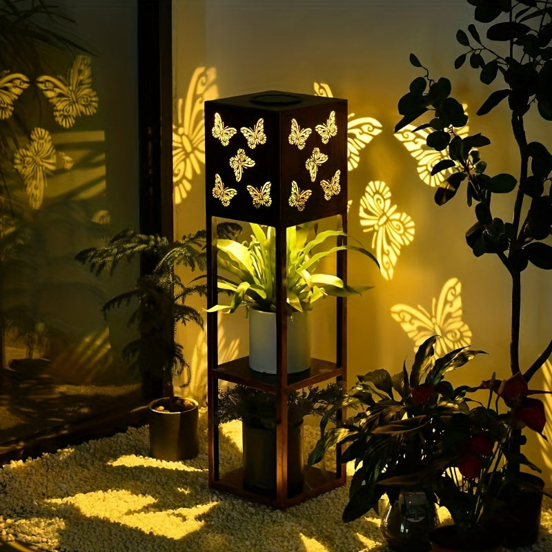 Moktan Sabai Solar Garden Lantern with Flower Stand – LED Outdoor Light with Butterfly & More