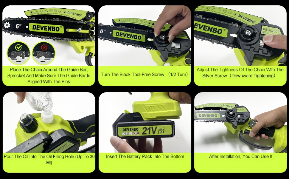 Mini Chainsaw Cordless 6-inch – Handheld Electric Saw for Tree & Wood Cutting Moktan Sabai