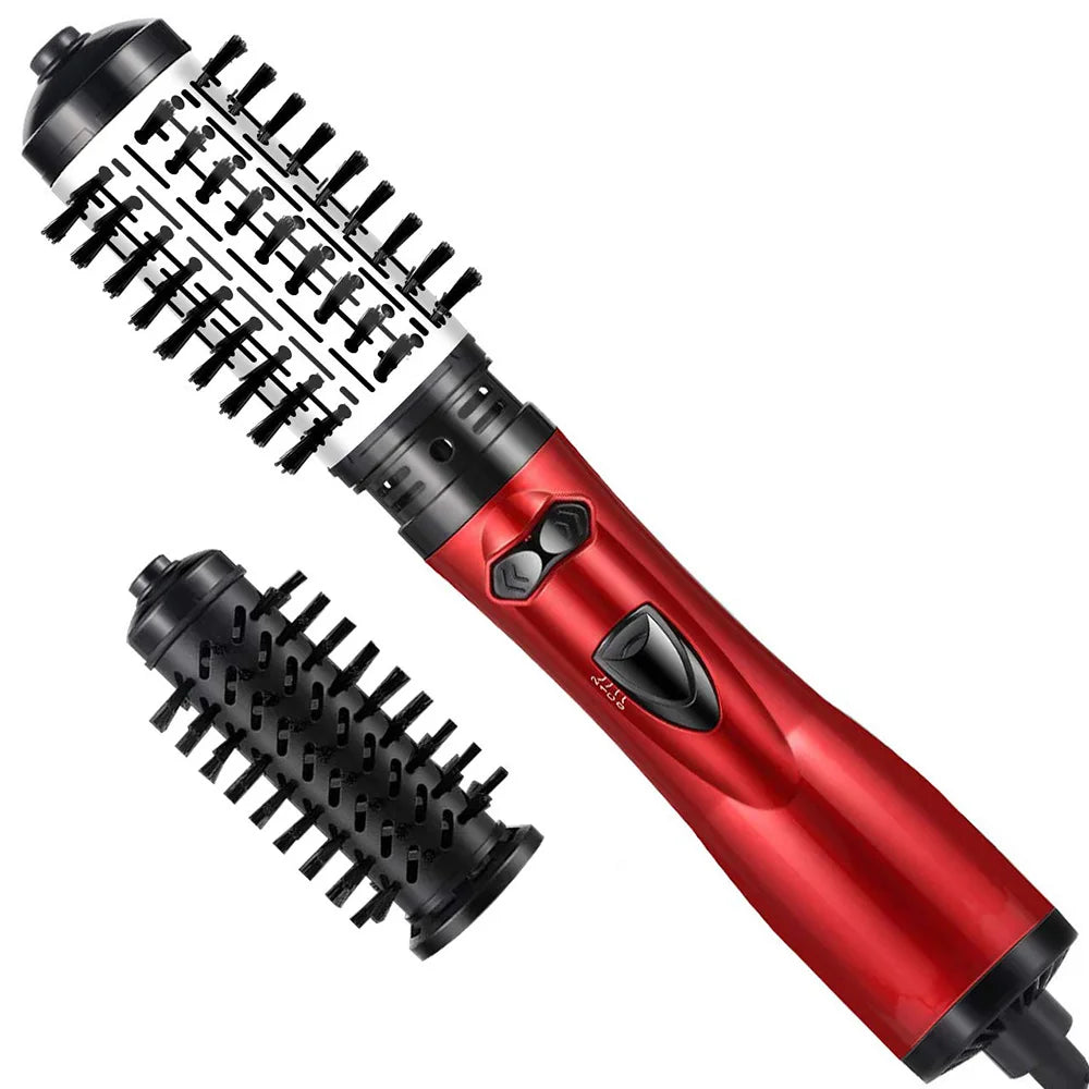 Moktan Sabai Ionic Rotating Hot Air Brush Hair Styler Dryer with 2 Brush Heads Red