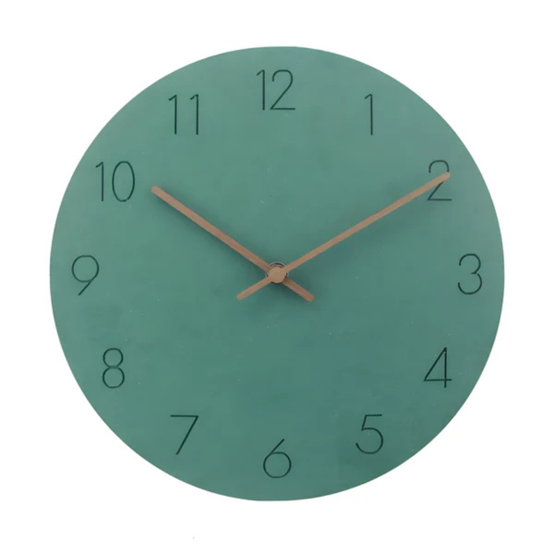 Moktan Sabai Silent Wooden Wall Clock Green