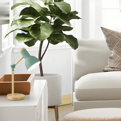 Modern Wood & Metal Adjustable LED Table Lamp E27 Bedside Desk Light