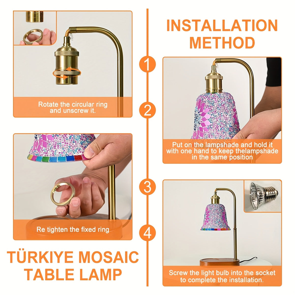 Moktan Sabai Turkish Mosaic Candle Lamp – Dimmable Glass Table Light for Bedroom & Holidays