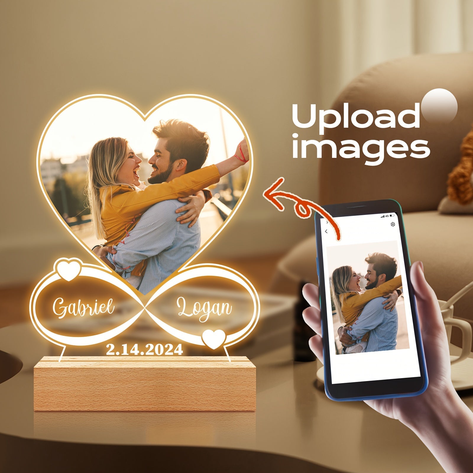 Moktan Sabai Custom LED Photo Night Light – Personalized Acrylic Picture Frame Gift for Loved Ones