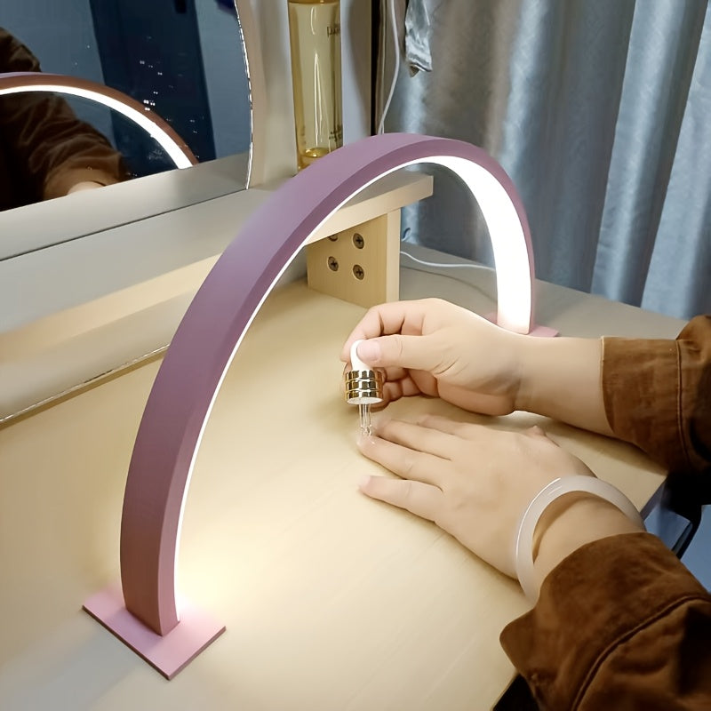 Moktan Sabai LED Desk Lamp Dimmable Eye Care USB Modern Crescent Table Light Pink
