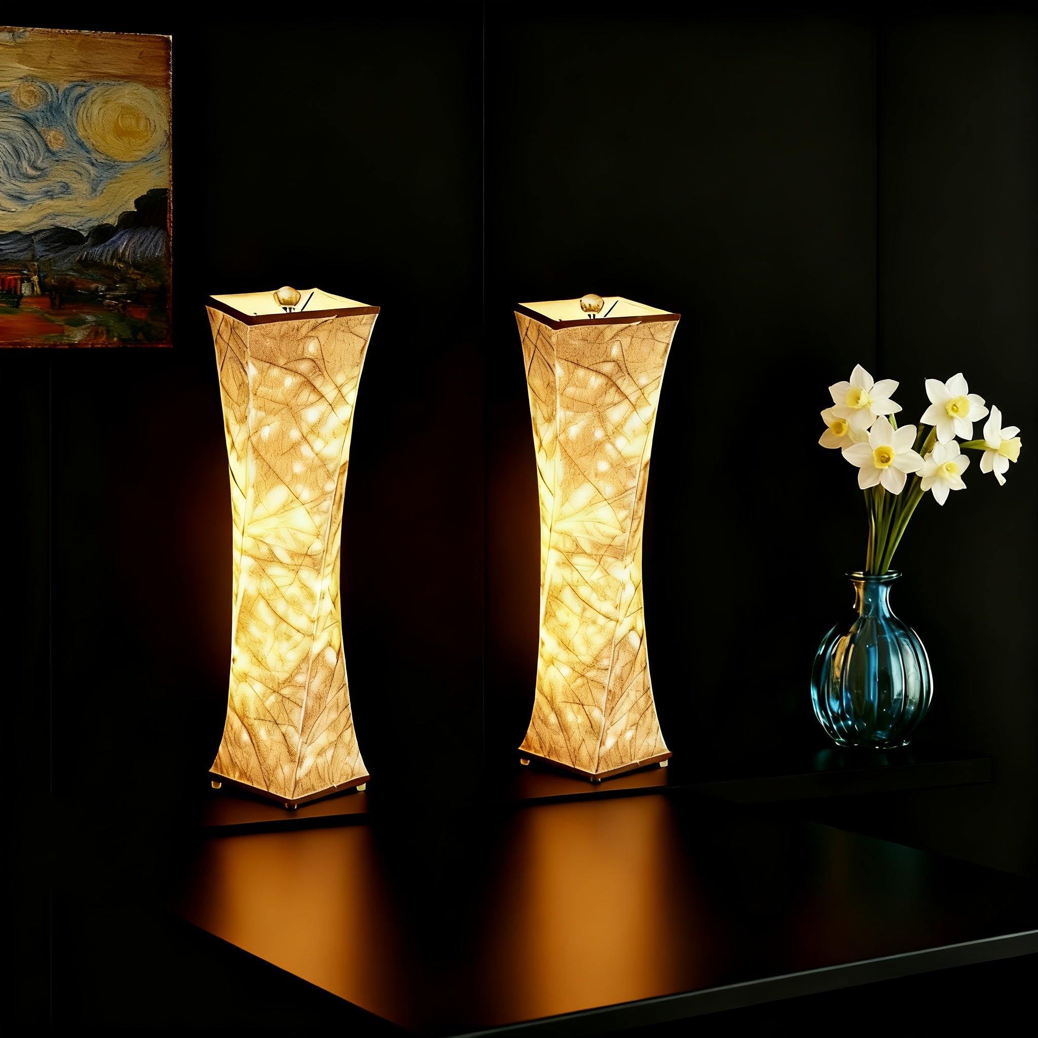 Moktan Sabai Set of 2 Dimmable Table Lamps – 3-Way White & Gold Bedside Lamps for Bedroom SLT-HY-01