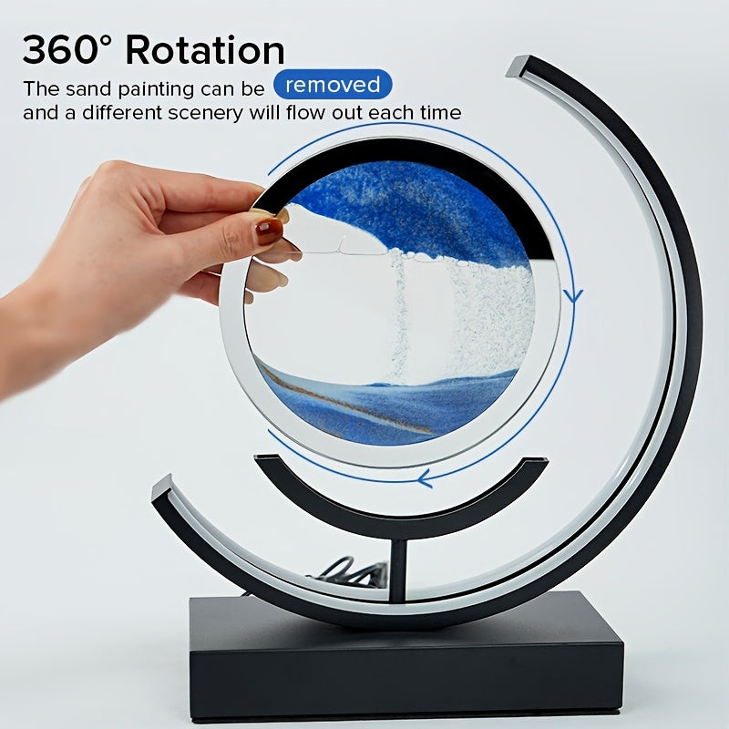 Moktan Sabai Sandscape Hourglass Table Lamp – Moving Sand Art LED Gift Light for Decor