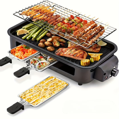 1500W Smokeless Indoor Grill with Hot Pot – Non-Stick Griddle, Temp Control, BBQ