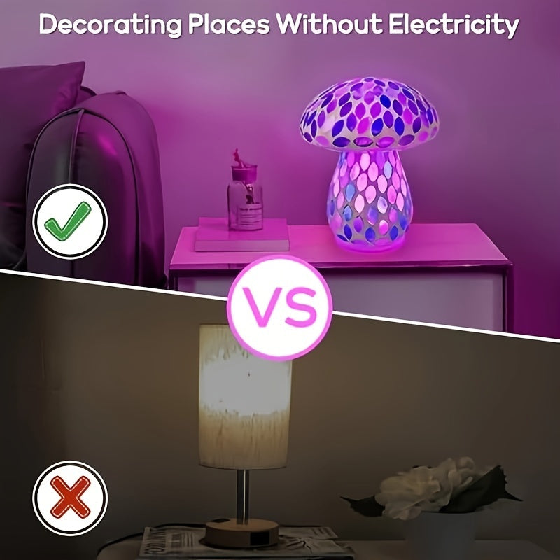 Moktan Sabai Wireless Mushroom Table Lamp - Touch Control, Rechargeable LED, Cordless