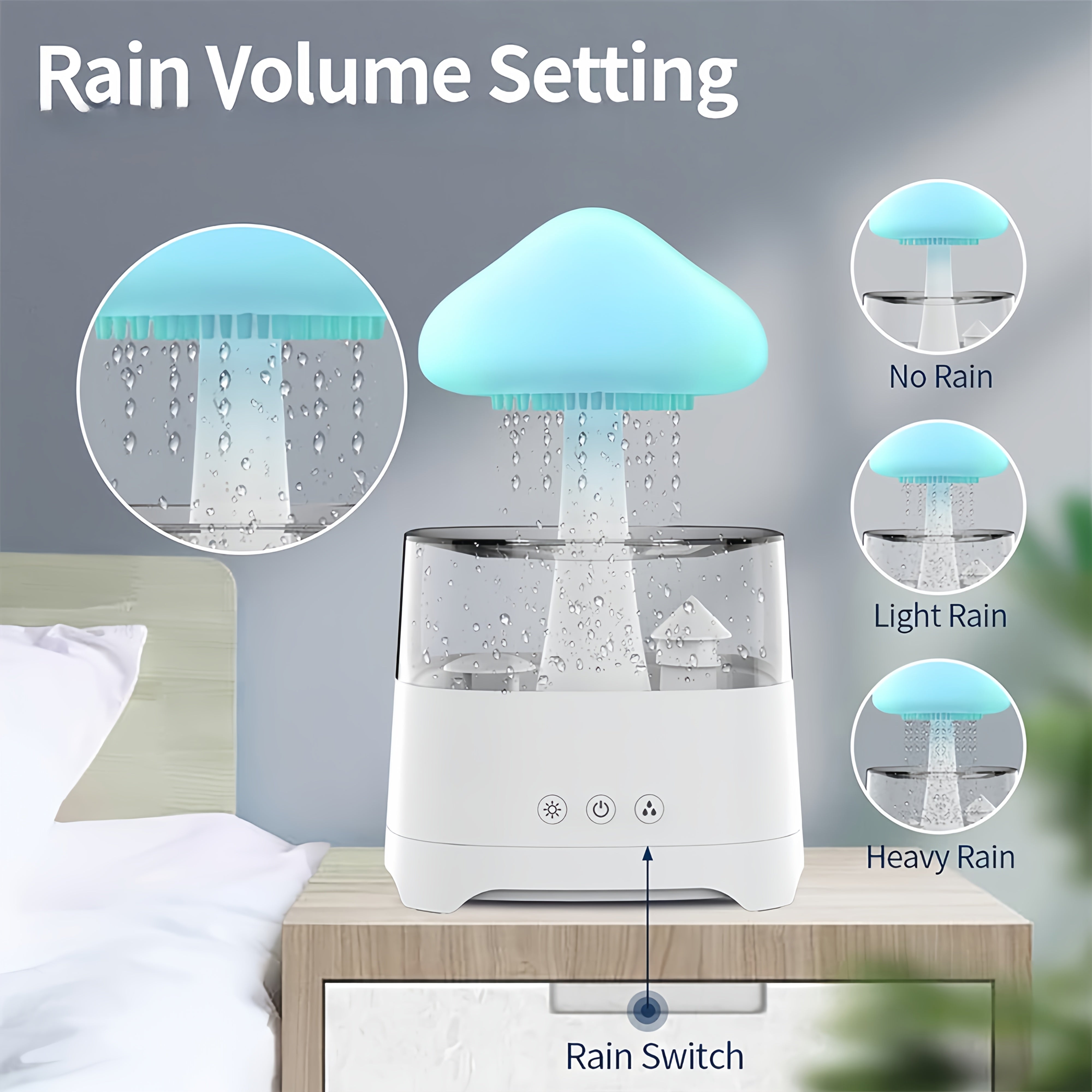 Moktan Sabai Rain Cloud Humidifier – 7-Color Aromatherapy Diffuser with Remote for Bedroom