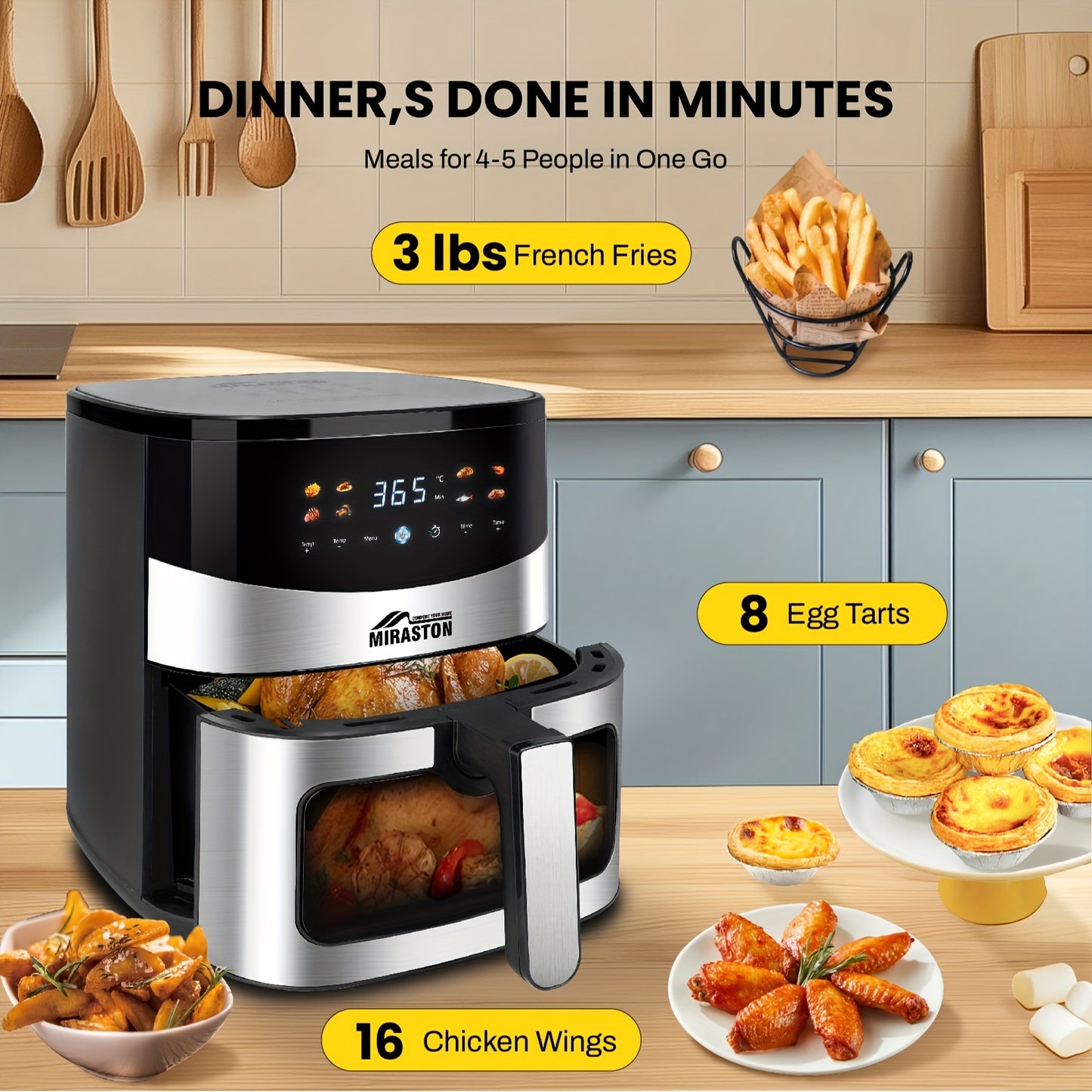 Smart Touch Air Fryer 6.5QT/2.8QT – View Window, 8 Presets, Dishwasher Safe Moktan Sabai