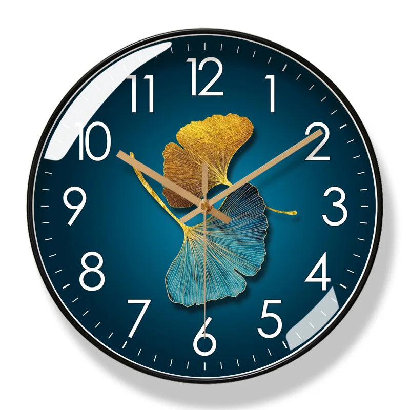 Moktan Sabai Floral Silent Wall Clock Blue with Black Frame 30cm