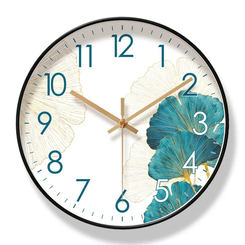 Moktan Sabai Floral Silent Wall Clock White with Black Frame 30cm