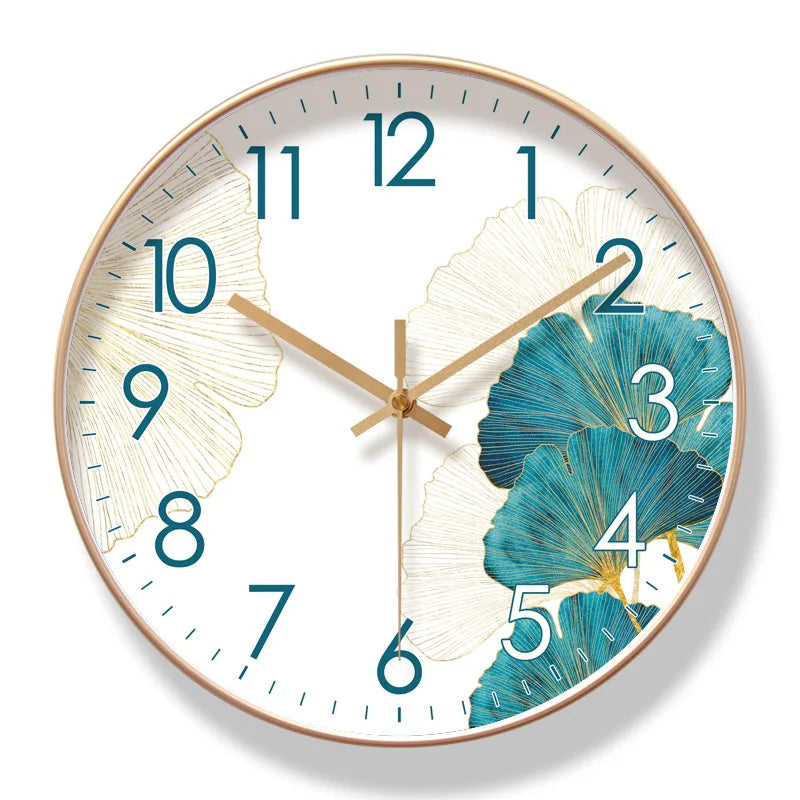 Moktan Sabai Floral Silent Wall Clock White with Gold Frame