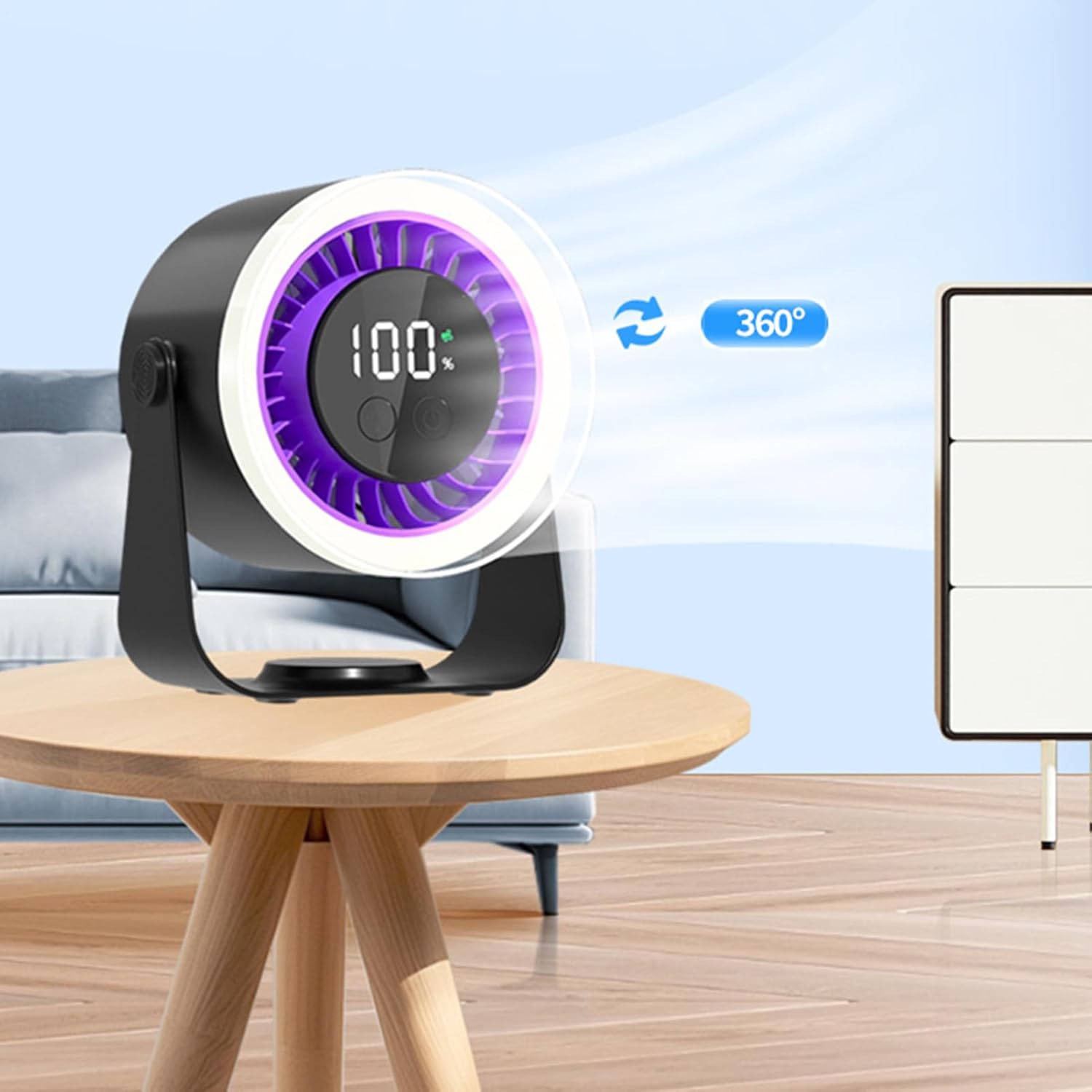 Moktan Sabai Portable Desk Fan | USB Rechargeable with 10-Speed Quiet Operation | Compact Design for Efficient Cooling