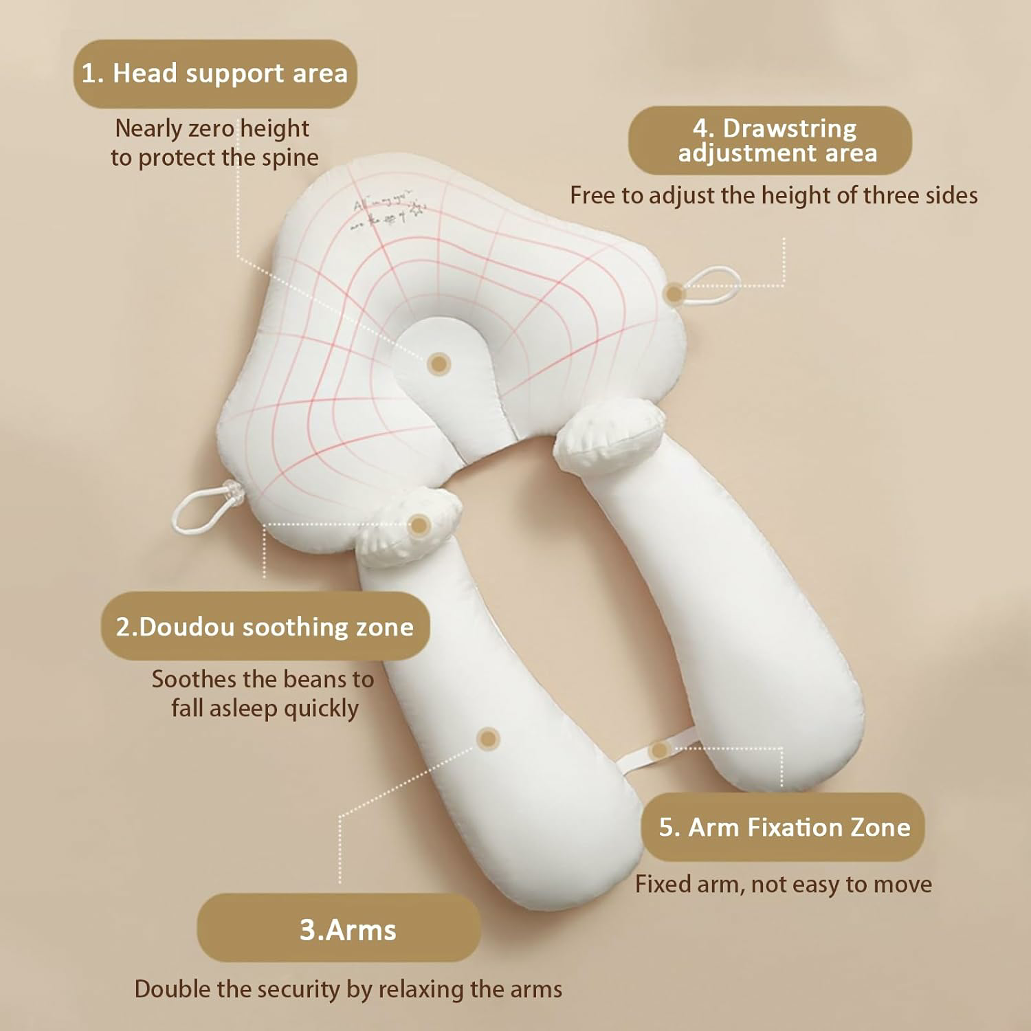 Moktan Sabai Baby Anti Flat Head Pillow Organic Cotton Infant Sleeping Support Cushion