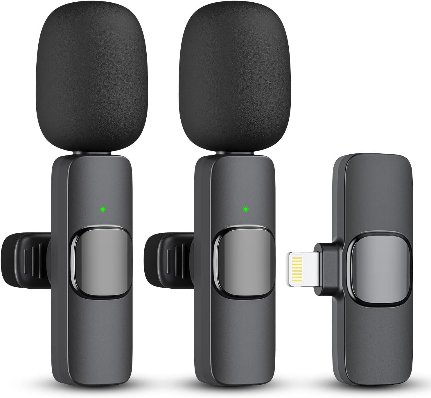 Moktan Sabai Wireless Lavalier Microphone for iPhone iPad Dual Clip On Mic 2 Pack Lightning
