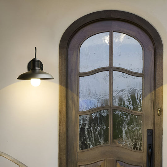 Moktan Sabai Vintage Industrial Iron Bowl Outdoor Wall Light LED Wall Sconce