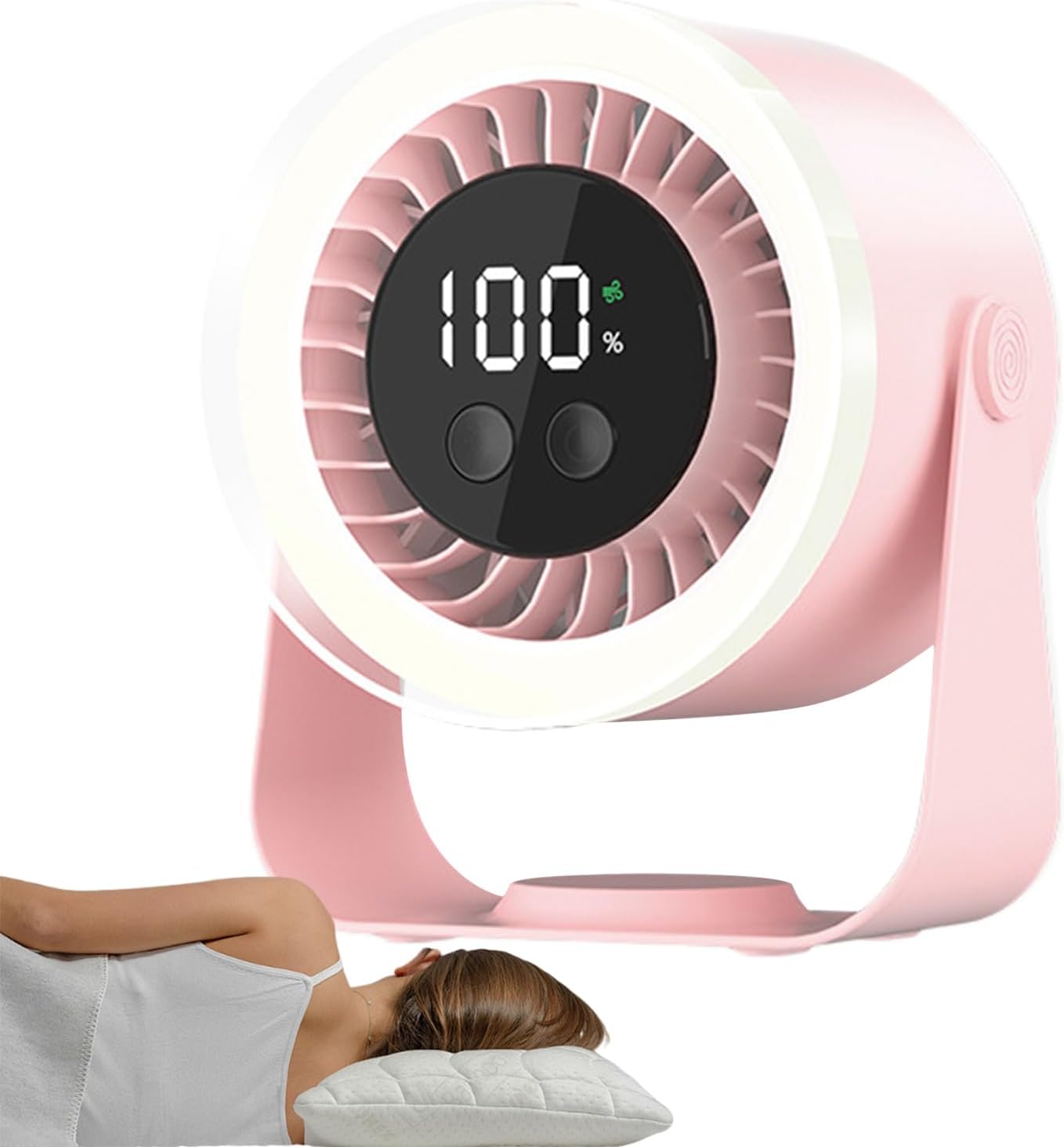 Moktan Sabai Portable Desk Fan | USB Rechargeable with 10-Speed Quiet Operation | Compact Design for Efficient Cooling Pink