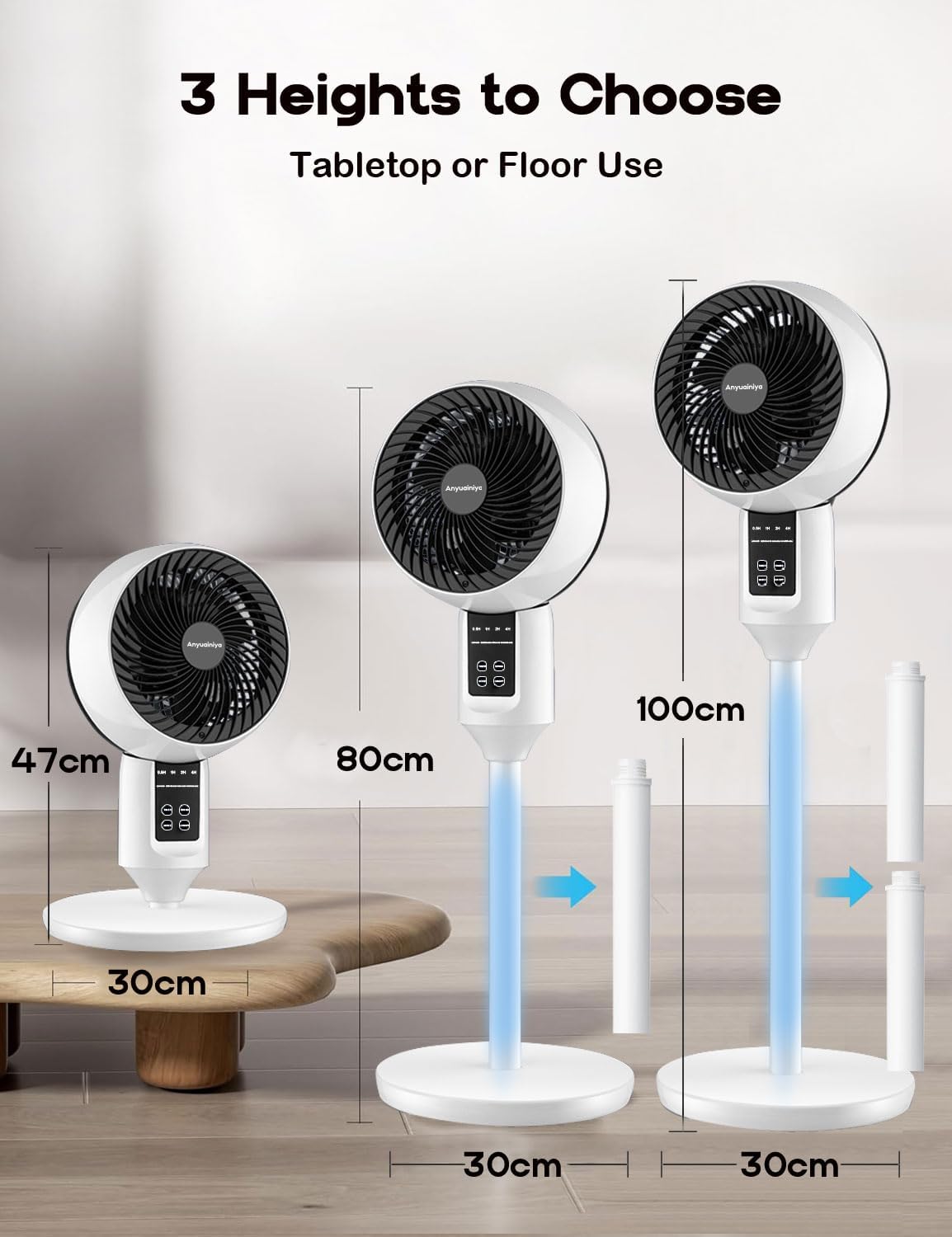 Moktan Sabai Adjustable Pedestal Fan with Remote Control | 3D Oscillation for Quiet Cooling