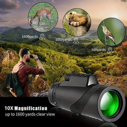 10x42 Monocular Telescope for Adults, HD Portable Scope for Bird Watching & Hiking