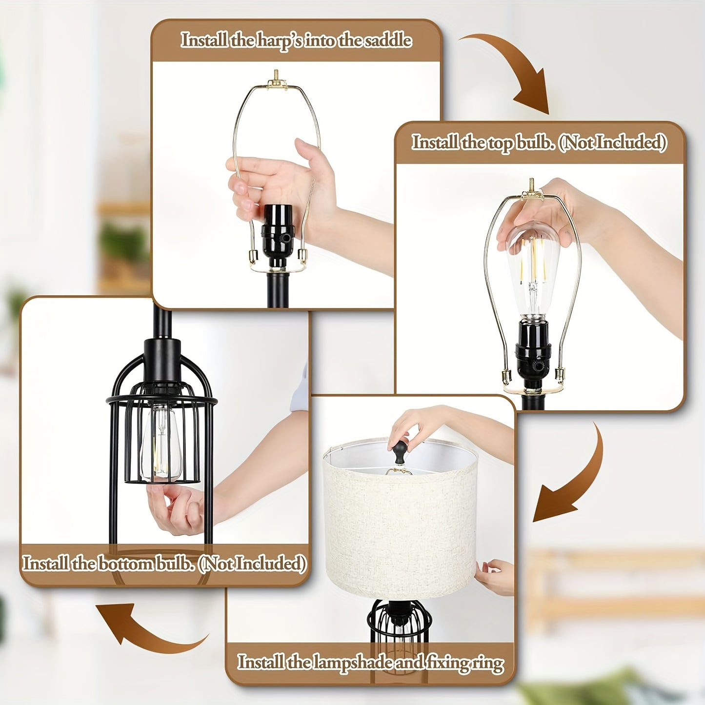 Farmhouse Table Lamps Set of 2, 29" Tall, USB, 2-Light Bedside Lamps, E26