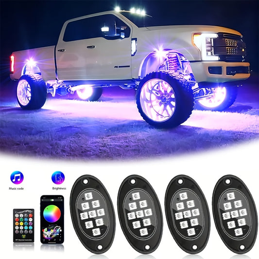 Truck Rock Lights RGB LED Kit – Dual Control Neon Underglow for Off-Road SUV/ATV