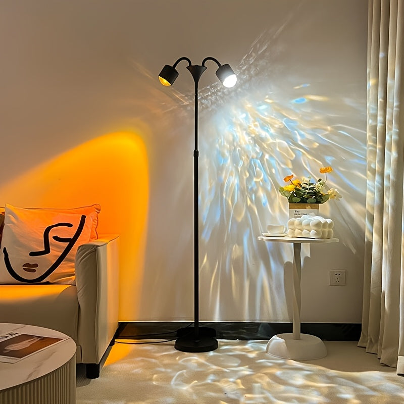 Moktan Sabai Sunset Ocean Wave Projector – Double RGB Mood Lamp with 360° Rotation & DIY Color Black