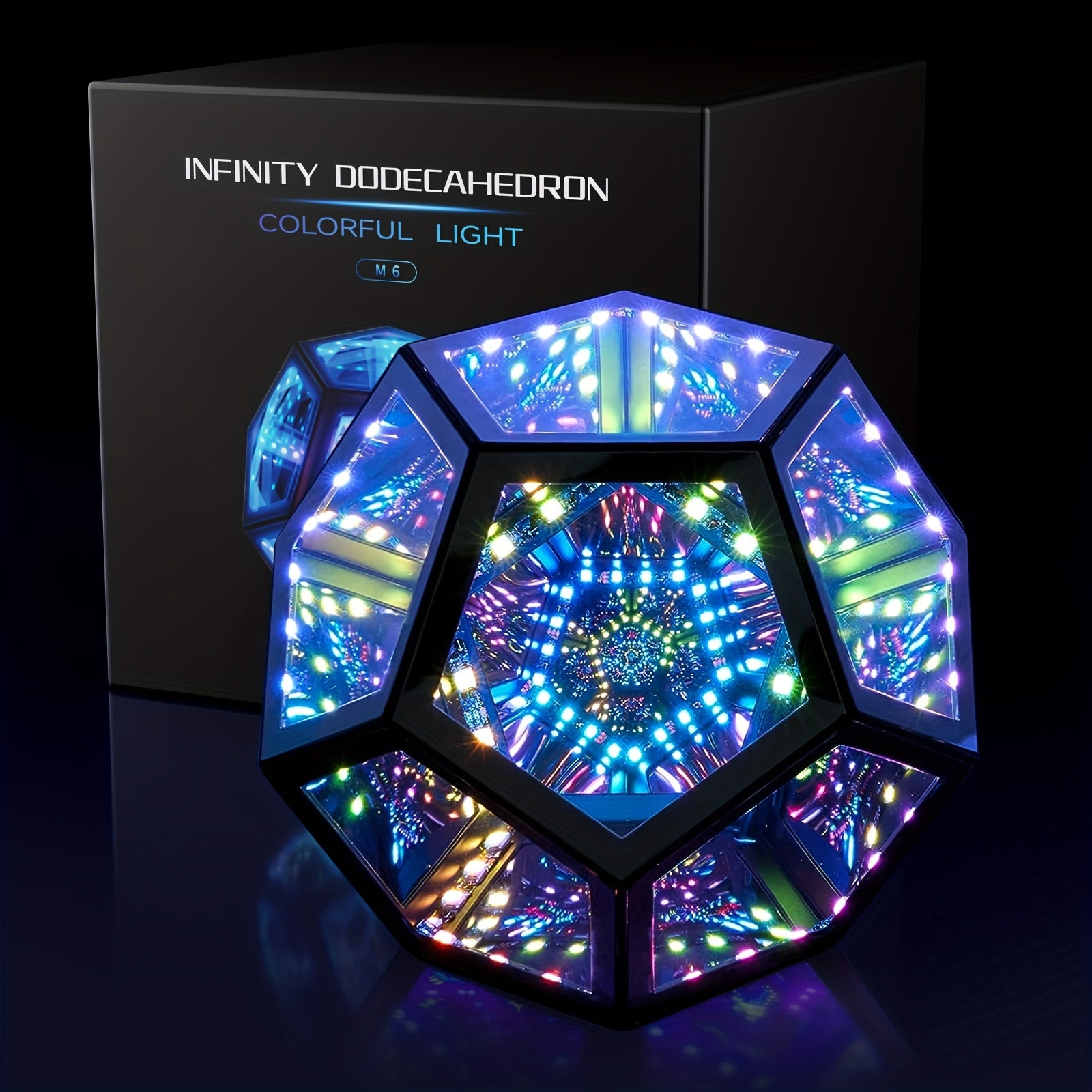 Moktan Sabai Infinity Mirror Light RGB Dodecahedron Lamp for Gaming Room & Desk Decor