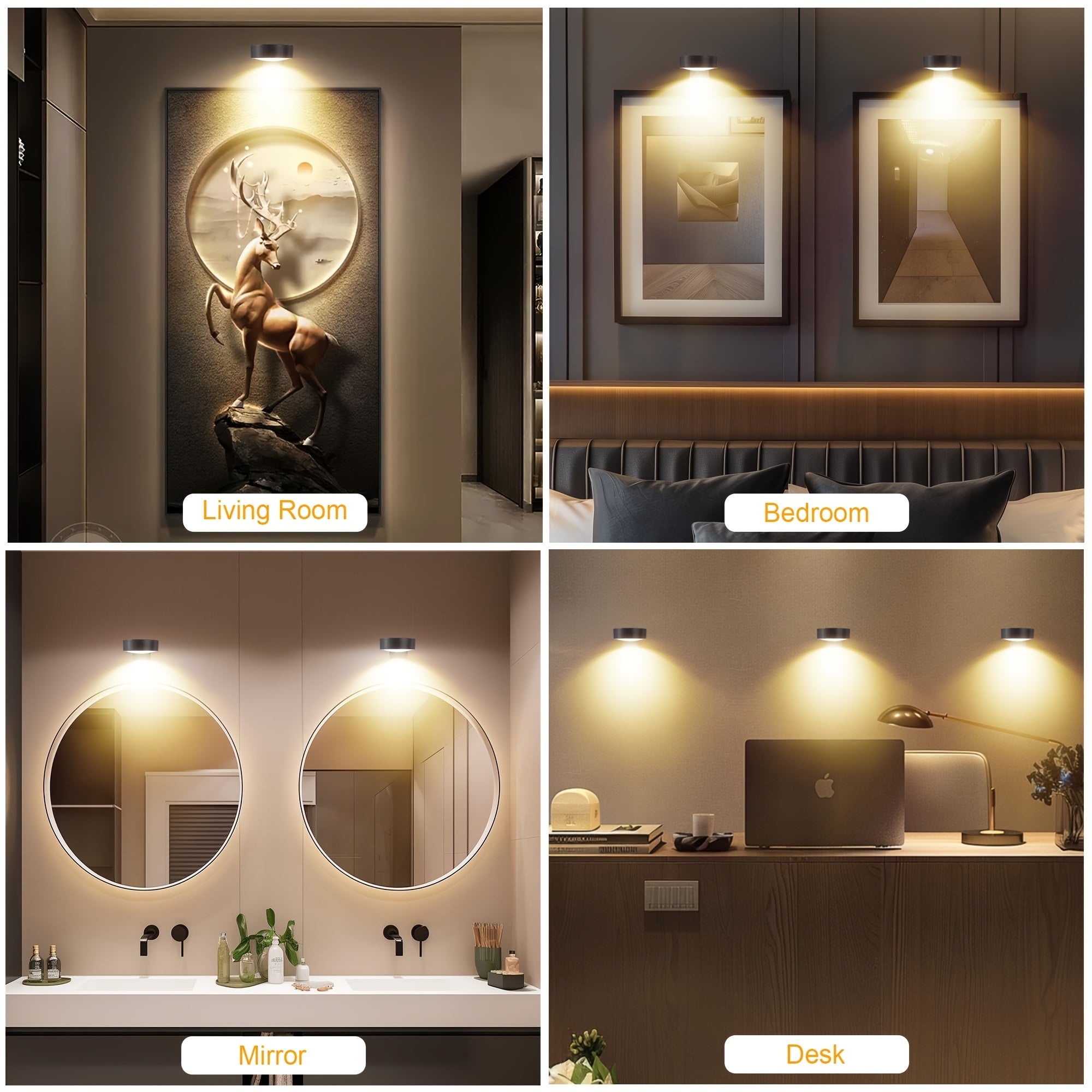Moktan Sabai Magnetic LED Picture Lights with Remote – Dimmable Wall Art Lights Battery Powered