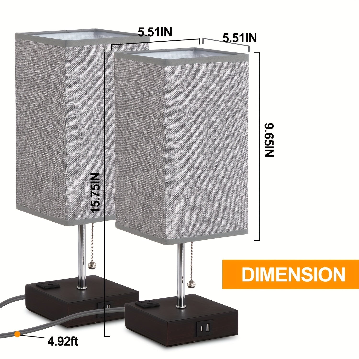 Moktan Sabai LumaTouch | Touch Table Lamp with USB Outlet and Fabric Shade Bedside Decor