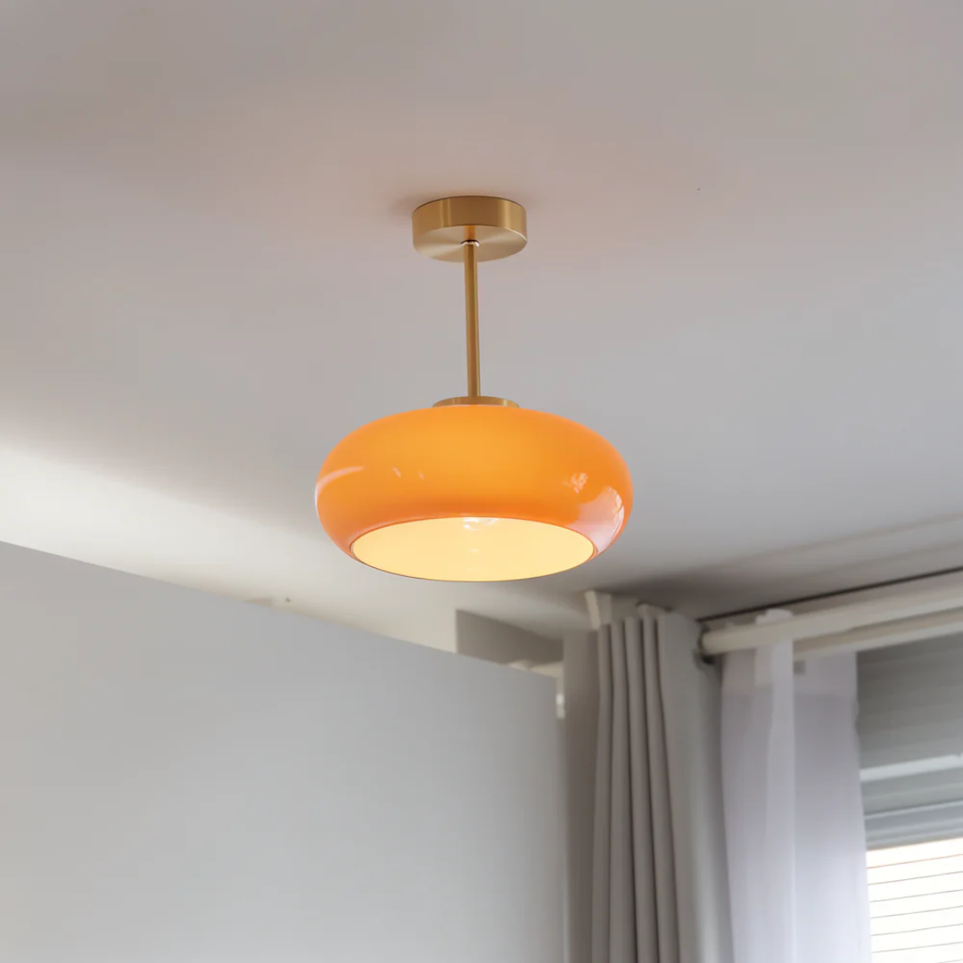 Moktan Sabai Vintage Glass LED Ceiling Light 12W Modern Minimalist Flush Mount Orange
