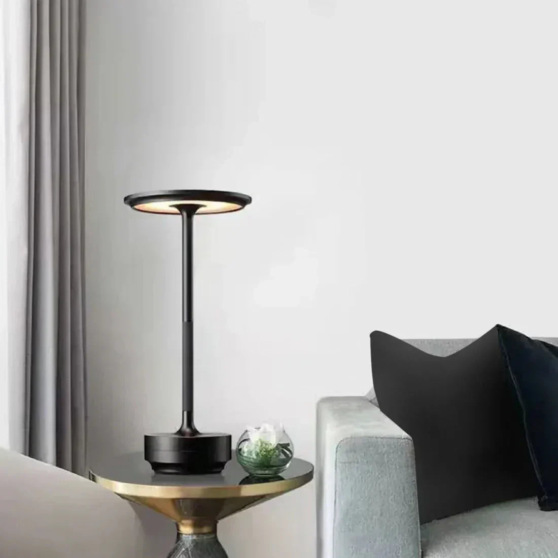 Moktan Sabai Modern Brass Cone LED Rechargeable Table Lamp Cordless USB-C
