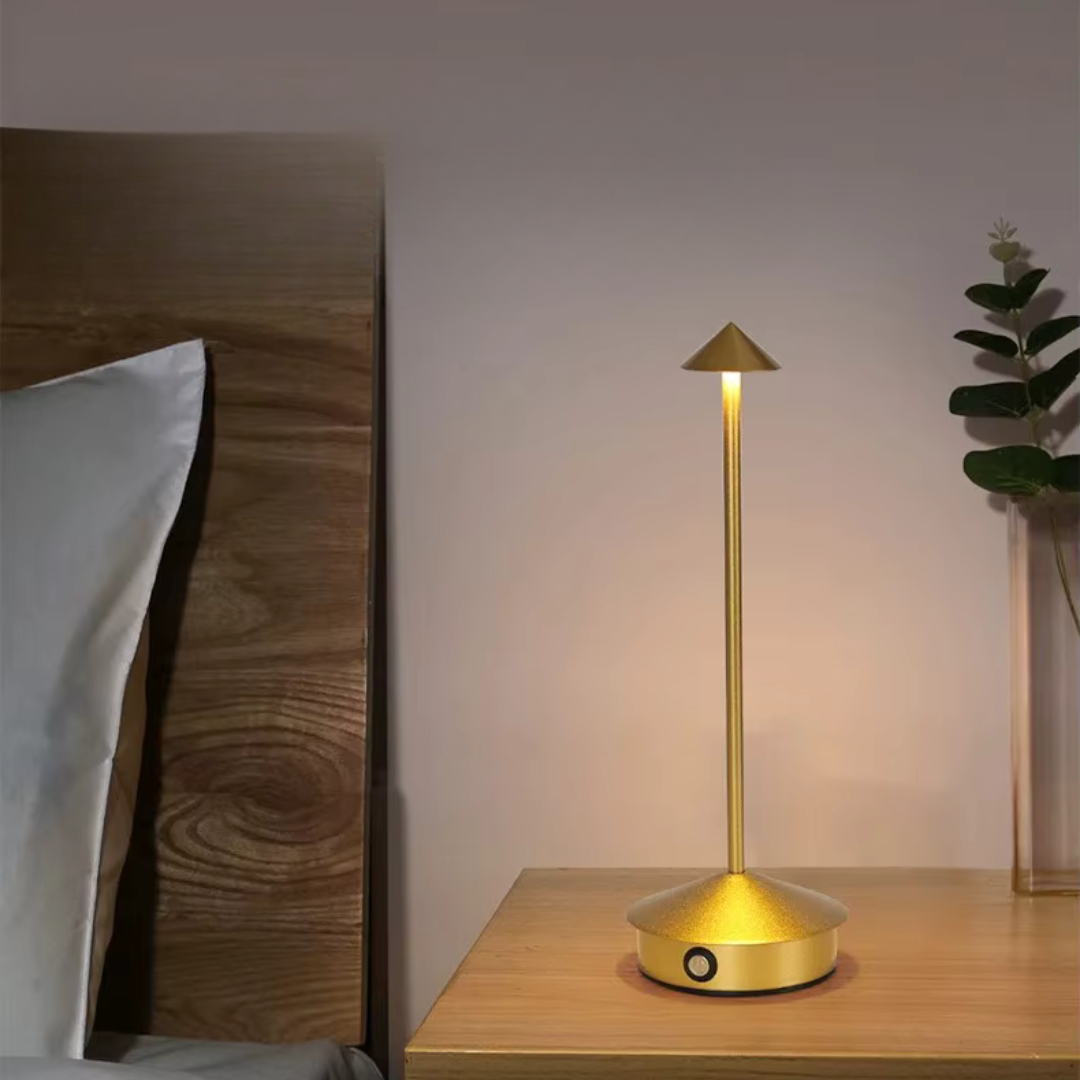 Modern Aluminium Cone LED Table Lamp Rechargeable Touch Dimmable