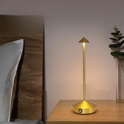 Modern Aluminium Cone LED Table Lamp Rechargeable Touch Dimmable