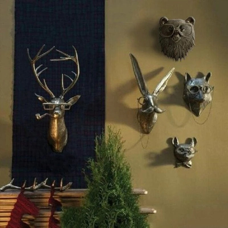 Moktan Sabai Animal Head Wall Sculpture Decor
