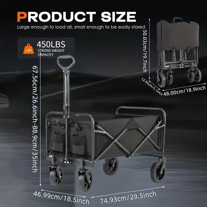 Heavy Duty Folding Utility Cart – 680LBS All-Terrain Wagon for Outdoor & Yard Use