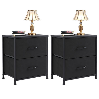 Set of 2 Nightstands with Drawers, Small End Tables with Storage for Bedroom & Office