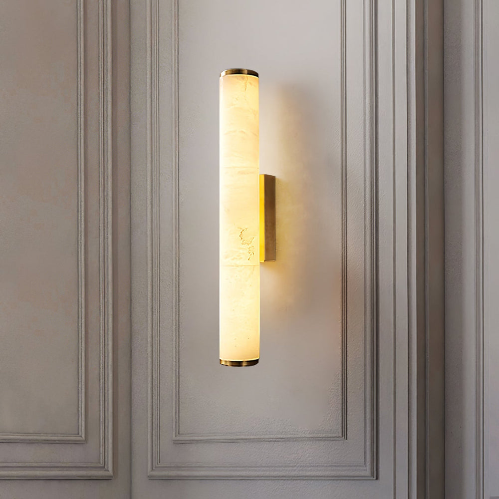 Moktan Sabai Modern Marble LED Wall Sconce Light, Copper Finish Minimalist Wall Lamp