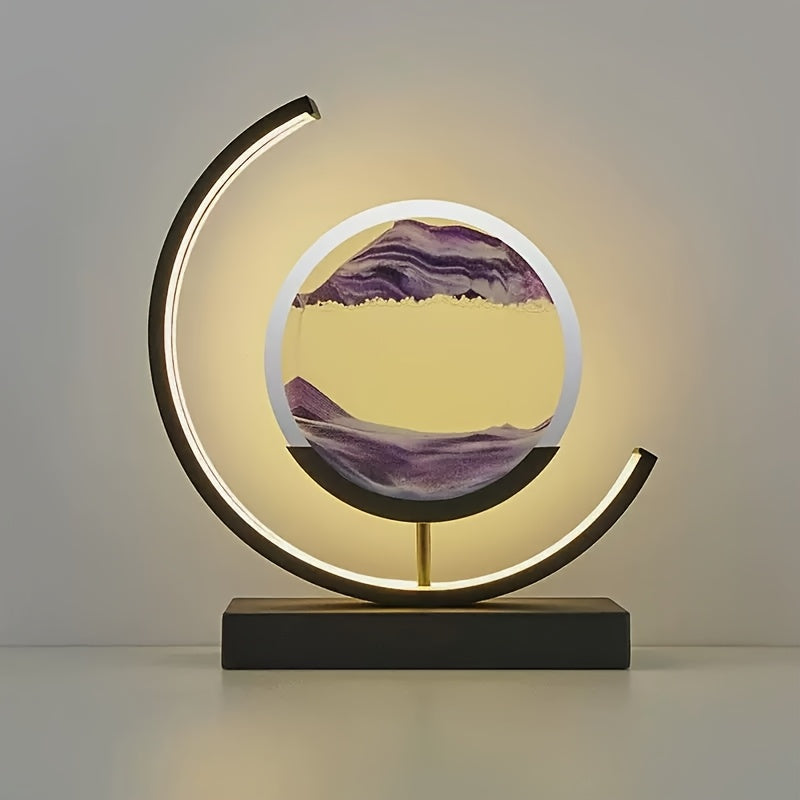 Moktan Sabai Sandscape Hourglass Table Lamp – Moving Sand Art LED Gift Light for Decor Purple